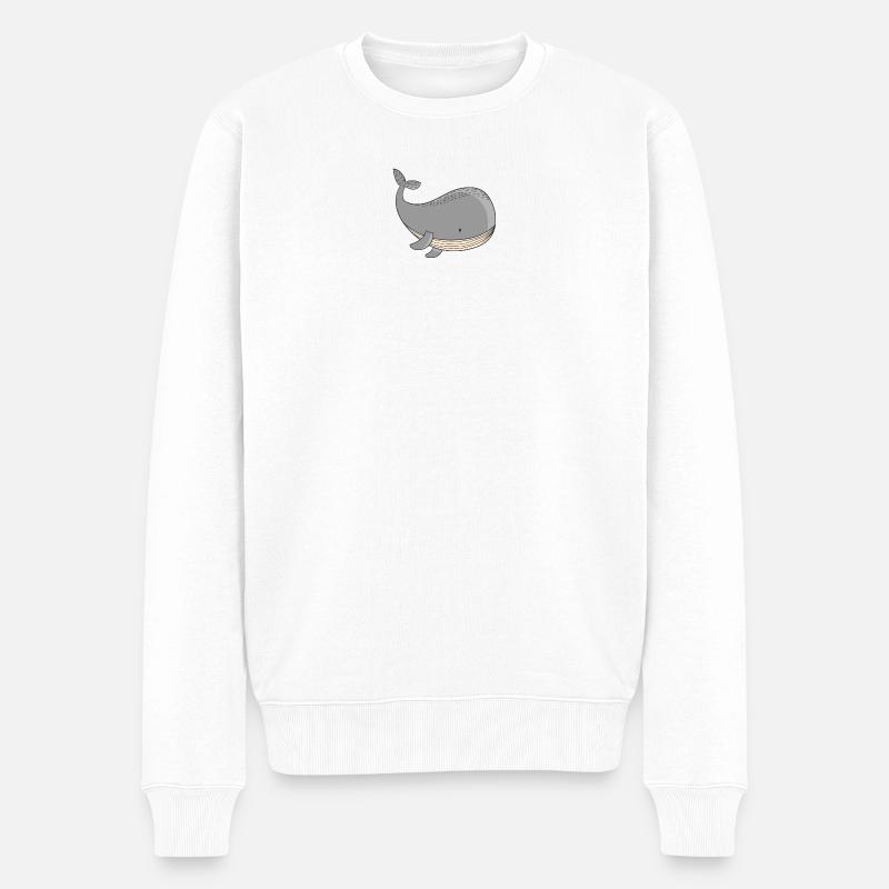 Wal - Männer Premium Bio Pullover - Weiß