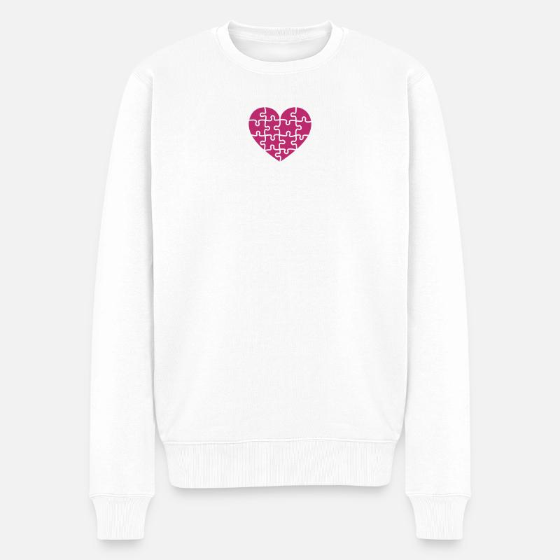 puzzle herz - Männer Premium Bio Pullover - Weiß