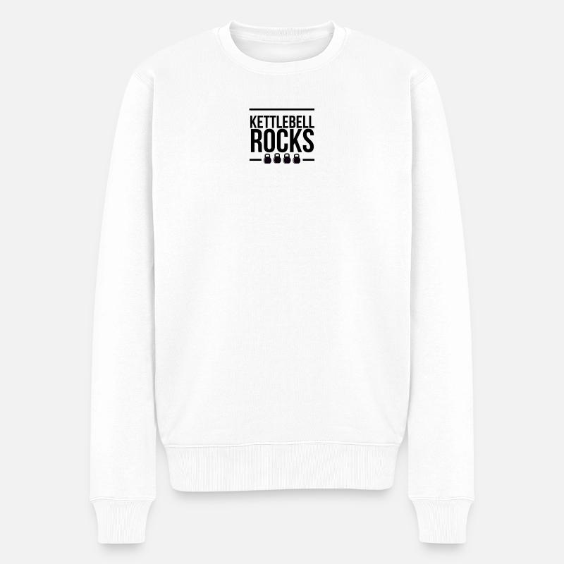 Kettlebell ROCKS 1.0 - Männer Premium Bio Pullover - Weiß