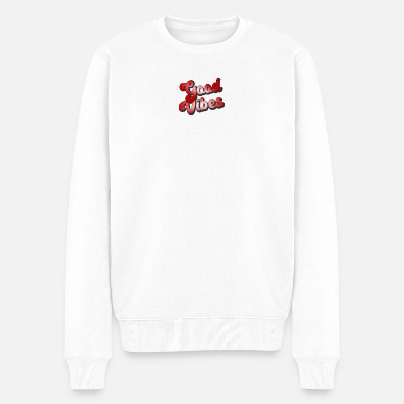 Good Vibes Optik Style - Männer Premium Bio Pullover - Weiß