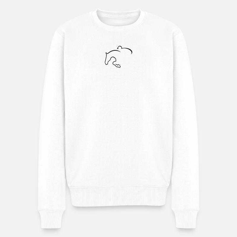 6061912 121501268 cavalier de saut - Pull Premium bio Homme - blanc