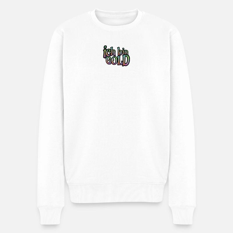 ich bin GOLD - mit den Farben des Regenbogens - Männer Premium Bio Pullover - Weiß