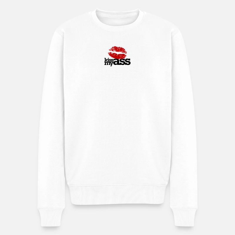 leck mich am arsch - Männer Premium Bio Pullover - Weiß
