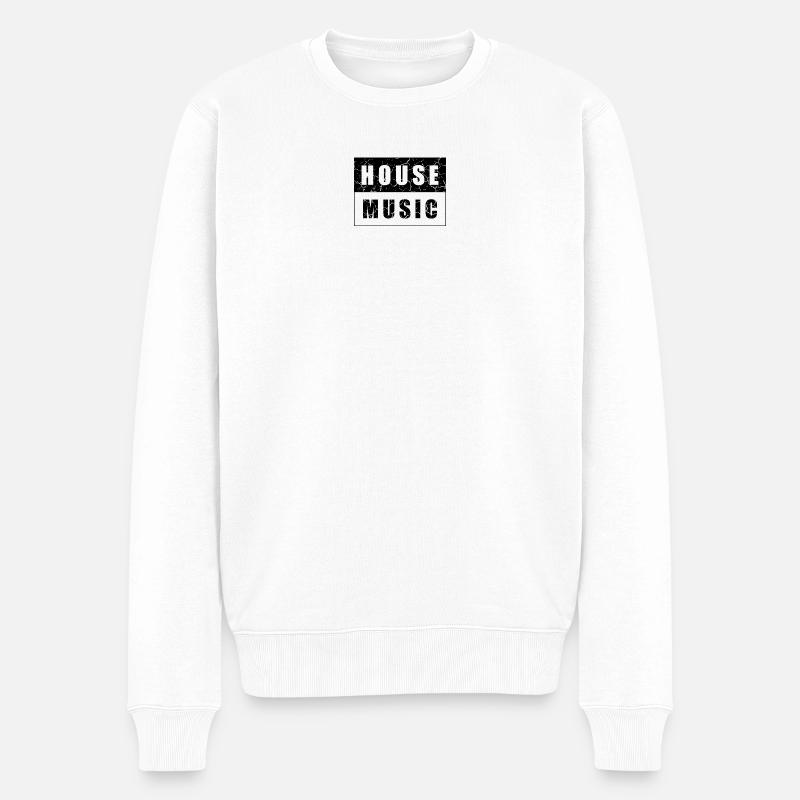 House Music Design Elektro - Männer Premium Bio Pullover - Weiß