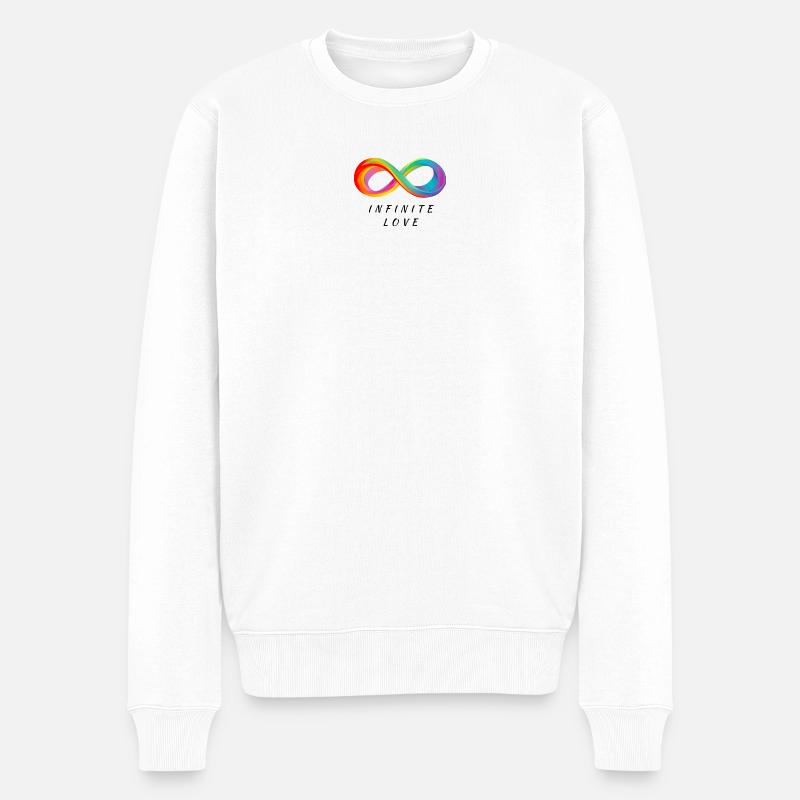 Infinite Love - Buntes Unendlichkeitszeichen - Männer Premium Bio Pullover - Weiß