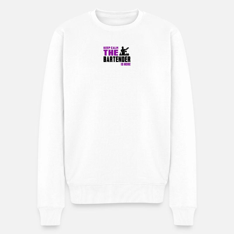 Motif barman Keep Calm - Pull Premium bio Homme - blanc