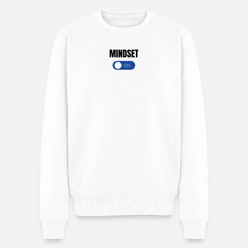 Blauer ON-Schalter Icon - Männer Premium Bio Pullover - Weiß