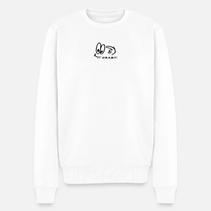 Crazy Comic - Männer Premium Bio Pullover - Weiß