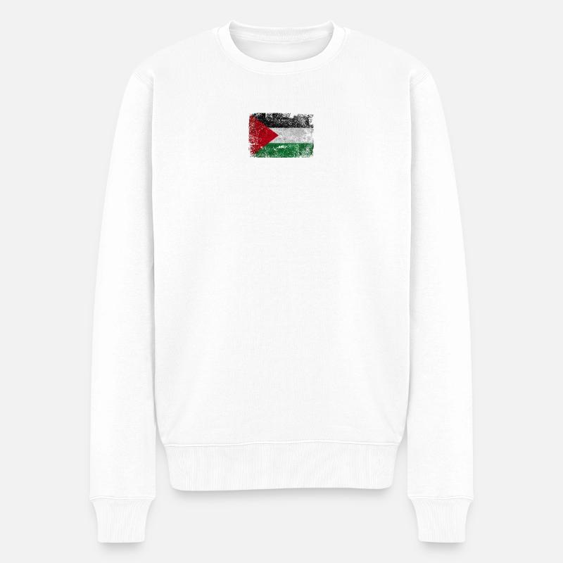 Grunge-Textur der palästinensischen Flagge - Männer Premium Bio Pullover - Weiß