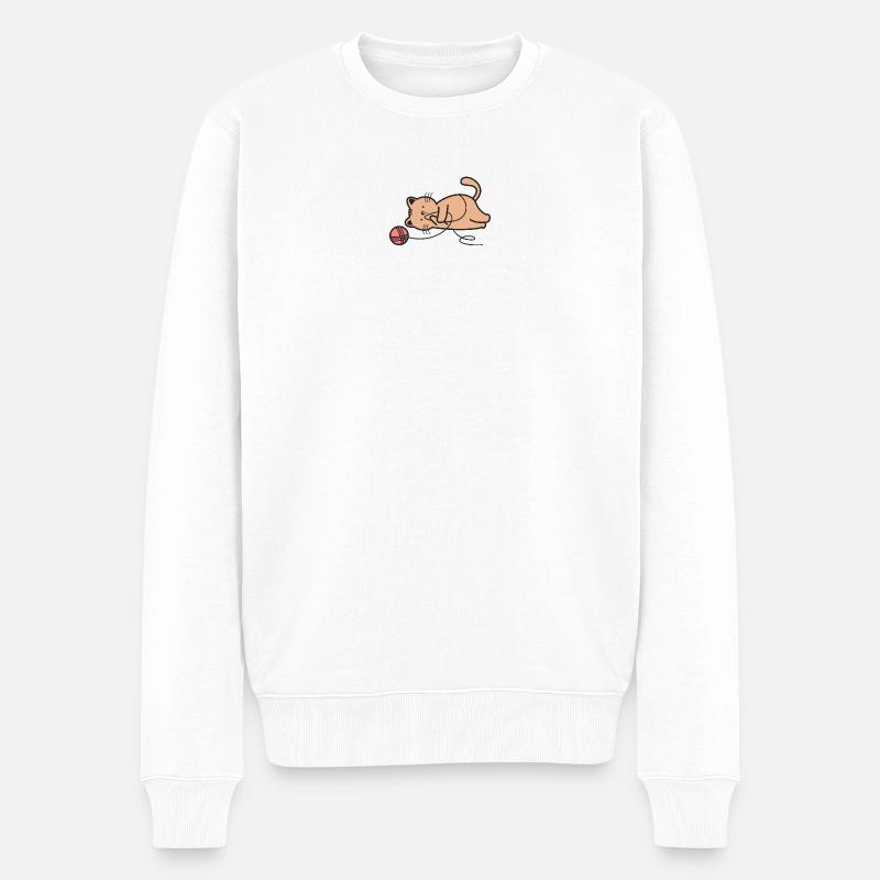 Katze Katzen - Männer Premium Bio Pullover - Weiß