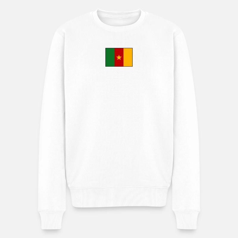 Kamerun Flagge - Männer Premium Bio Pullover - Weiß