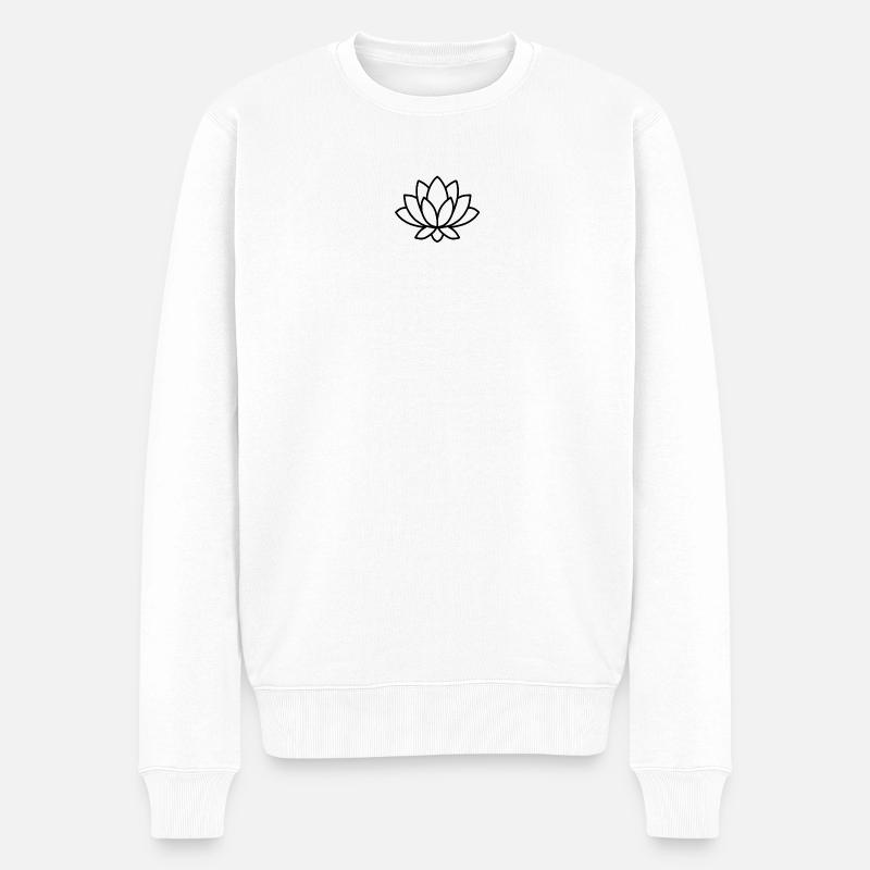 Minimalistische Lotusblüte - Männer Premium Bio Pullover - Weiß