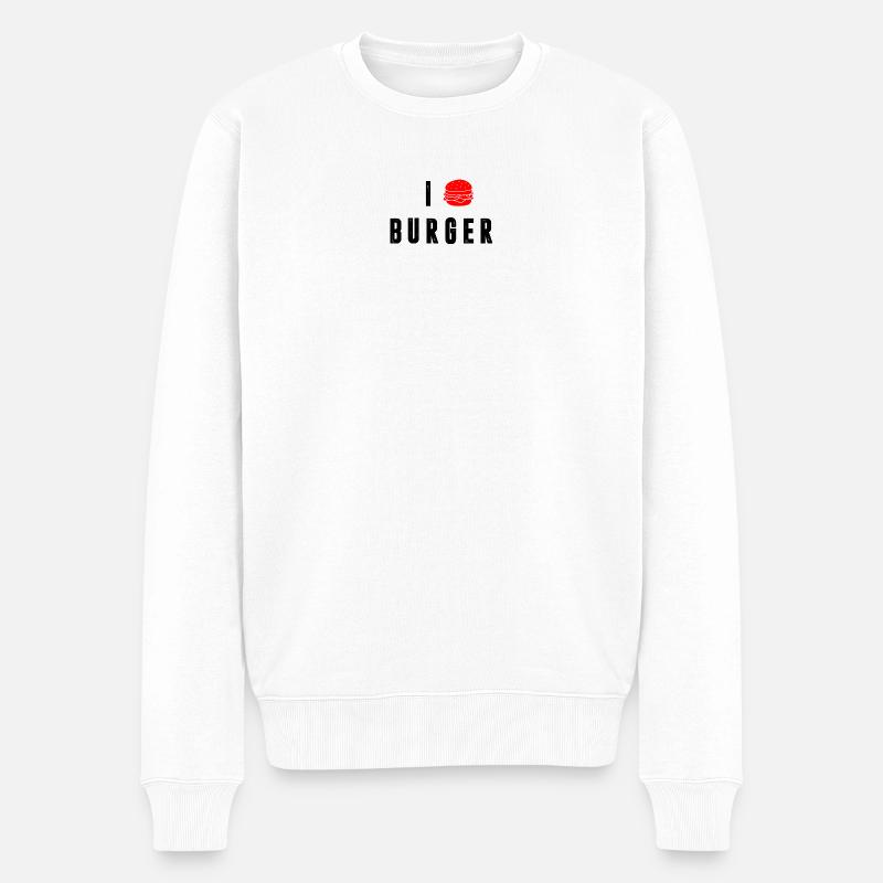 Ich liebe Burger - Männer Premium Bio Pullover - Weiß