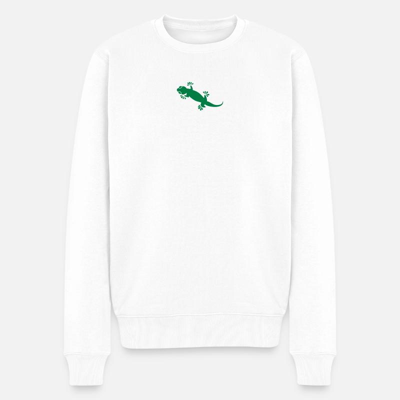 Gecko - Männer Premium Bio Pullover - Weiß