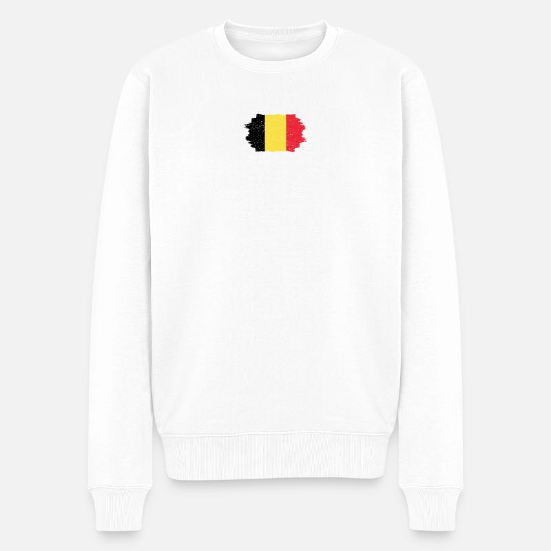 Pinselstrich der belgischen Flagge - Männer Premium Bio Pullover - Weiß