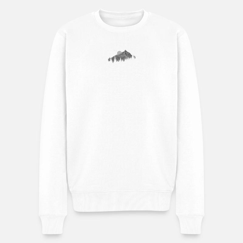 Moonlit Peaks Silhouette - Männer Premium Bio Pullover - Weiß