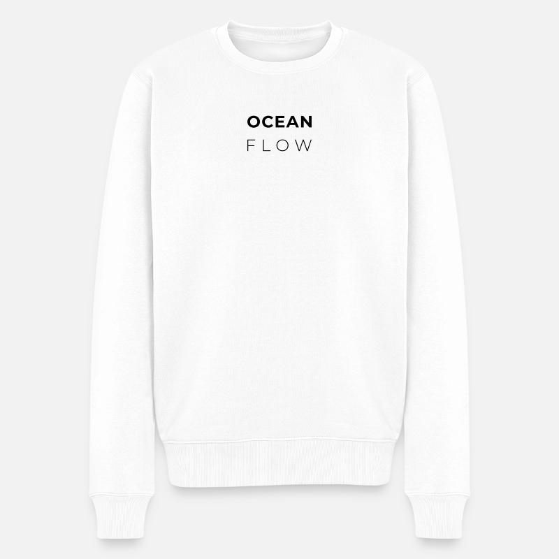 OCEAN FLOW – Minimalistisches Atlantikdesign - Männer Premium Bio Pullover - Weiß