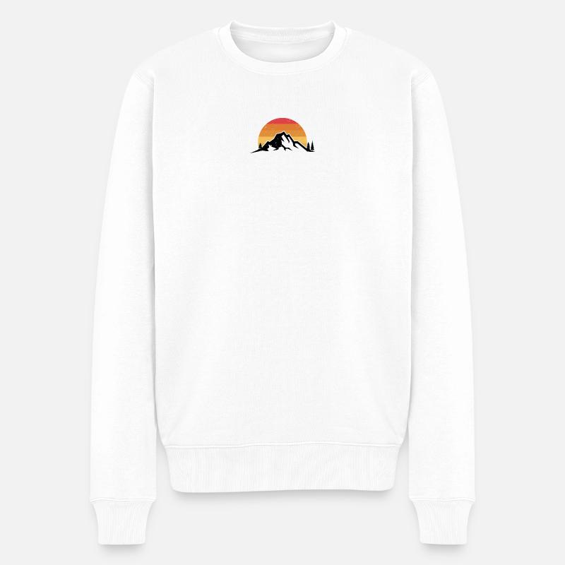 Sunset Ridge Silhouette - Männer Premium Bio Pullover - Weiß