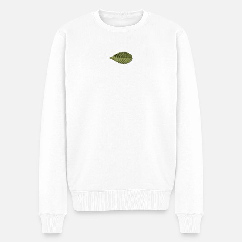 Leaf Structure Olive Green Pattern - Men's Premium Organic Jumper - white