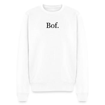 "Bof." T-Shirt – minimalistischer französischer Humor - Männer Premium Bio Pullover - Weiß - Vorne - Thijin (182cm)