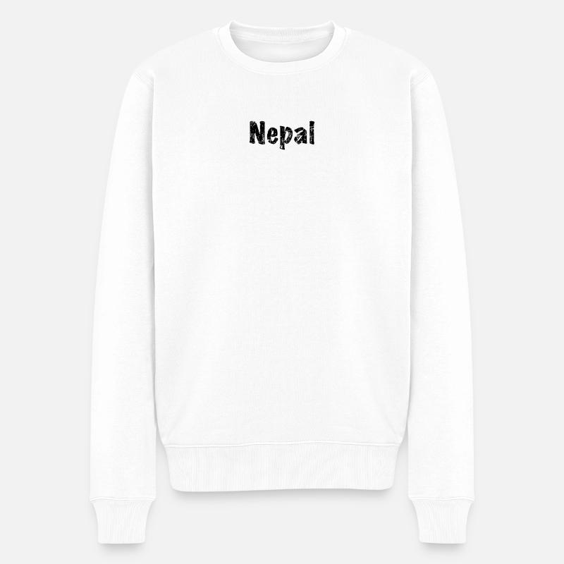 Nepal - Männer Premium Bio Pullover - Weiß