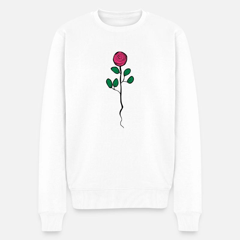 Rose - Männer Premium Bio Pullover - Weiß