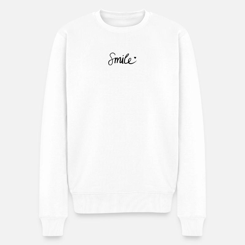 Smile! - Männer Premium Bio Pullover - Weiß
