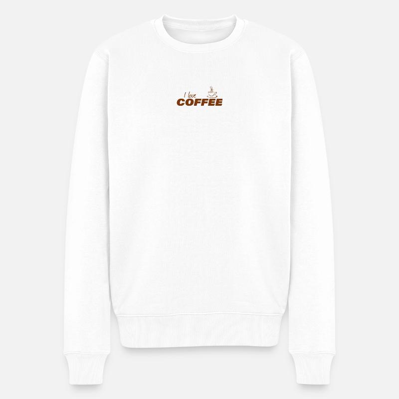 I LOVE COFFEE - Männer Premium Bio Pullover - Weiß