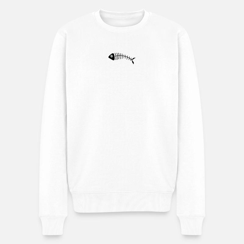 Stilisierte Fischgräten Illustration - Männer Premium Bio Pullover - Weiß