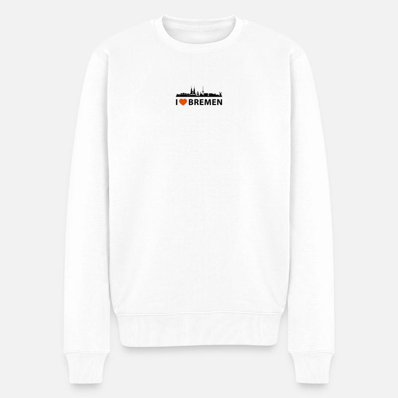 I LOVE Bremen - Männer Premium Bio Pullover - Weiß