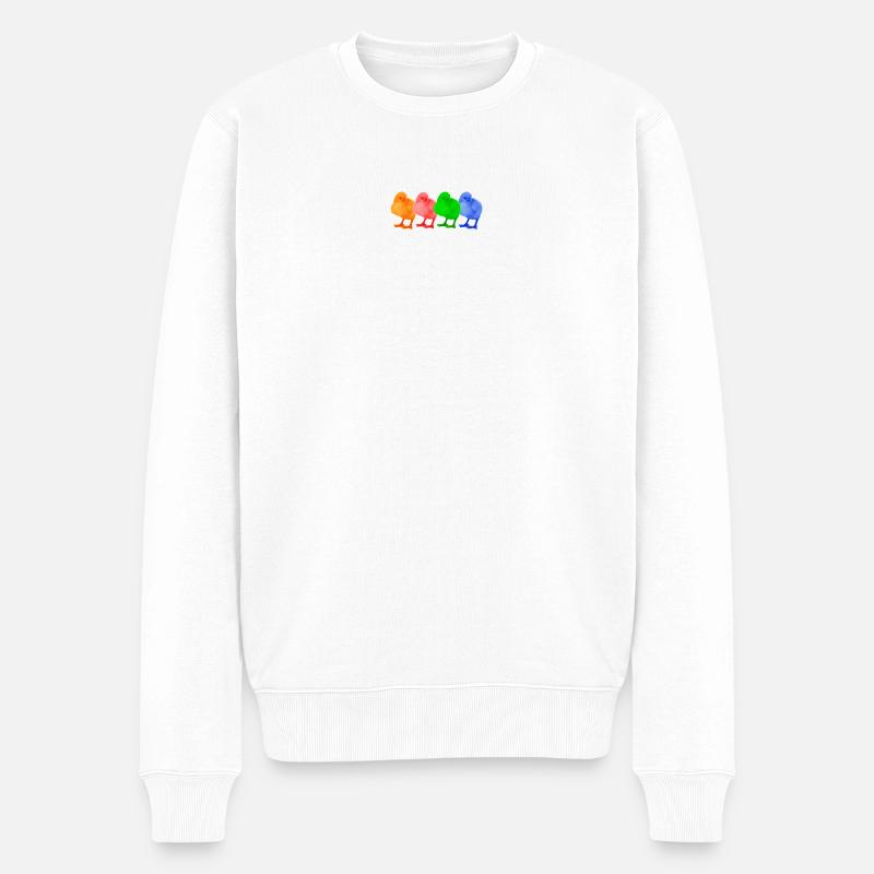 Bunte Küken - Männer Premium Bio Pullover - Weiß