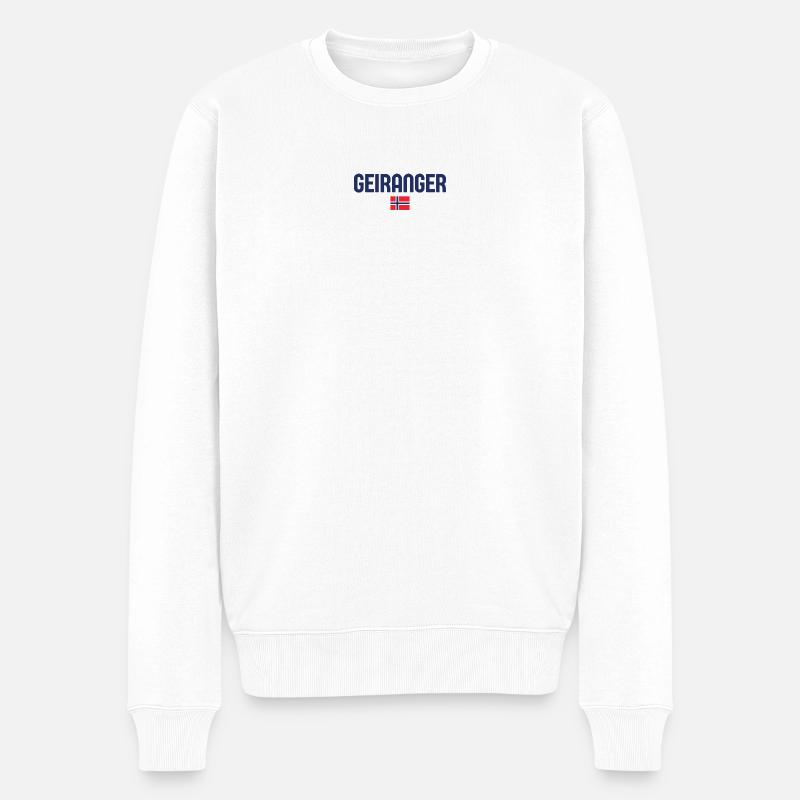 GEIRANGER Norwegen - Männer Premium Bio Pullover - Weiß