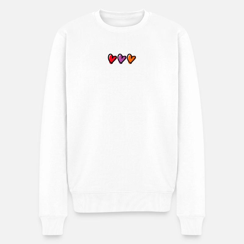 Conception d’esquisse de triple cœur - Pull Premium bio Homme - blanc