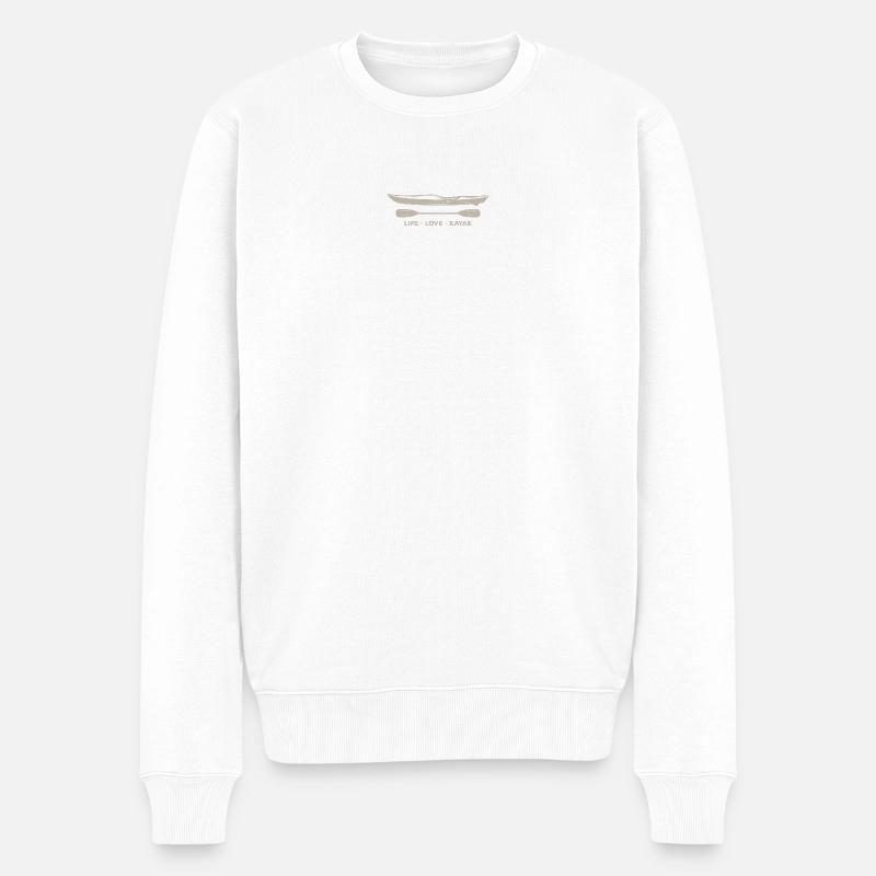 Life Love Kajak Emblem - Männer Premium Bio Pullover - Weiß