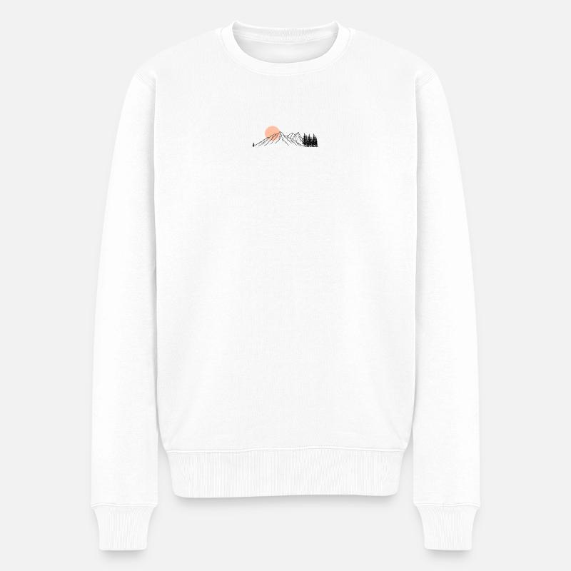 Pfirsichfarbene Horizont-Strichzeichnungen - Männer Premium Bio Pullover - Weiß