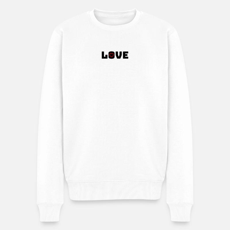 Love Heart red - Männer Premium Bio Pullover - Weiß