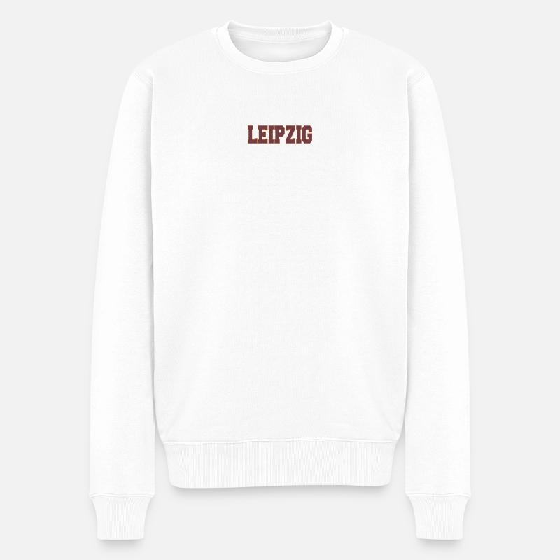 Leipzig Stadtportrait im Blockstil - Männer Premium Bio Pullover - Weiß