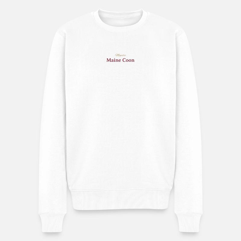 Majestätische Maine Coon Katze - Männer Premium Bio Pullover - Weiß