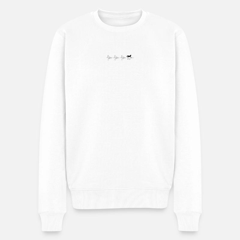 Herzschlag Pferd - Männer Premium Bio Pullover - Weiß