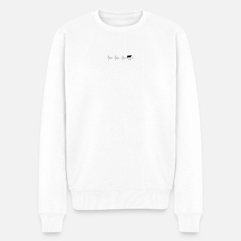 Herzschlag Kuh - Männer Premium Bio Pullover - Weiß