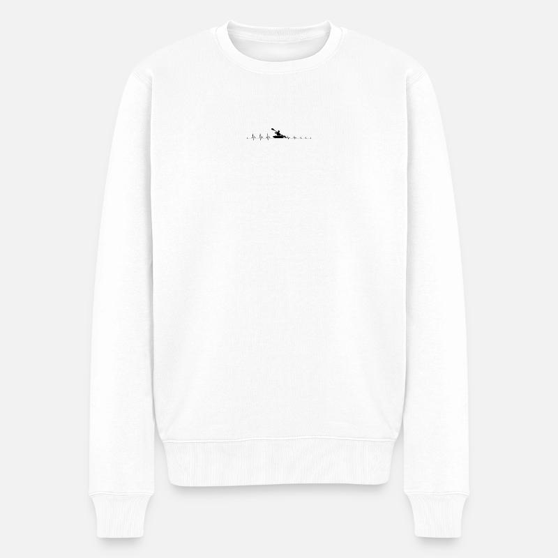 Herzschlag-Kajak - Männer Premium Bio Pullover - Weiß