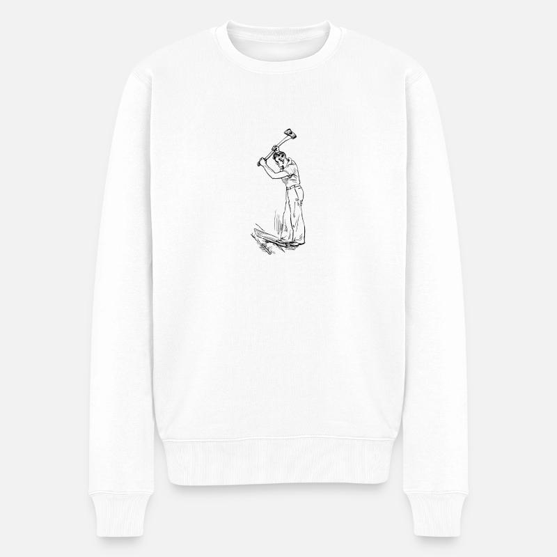 Holz hacken - Männer Premium Bio Pullover - Weiß