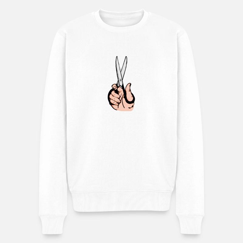 Schere - Männer Premium Bio Pullover - Weiß