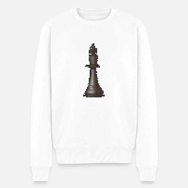 König Schach Figur Schachspiel Schachbrett Pixel - Männer Premium Bio Pullover - Weiß
