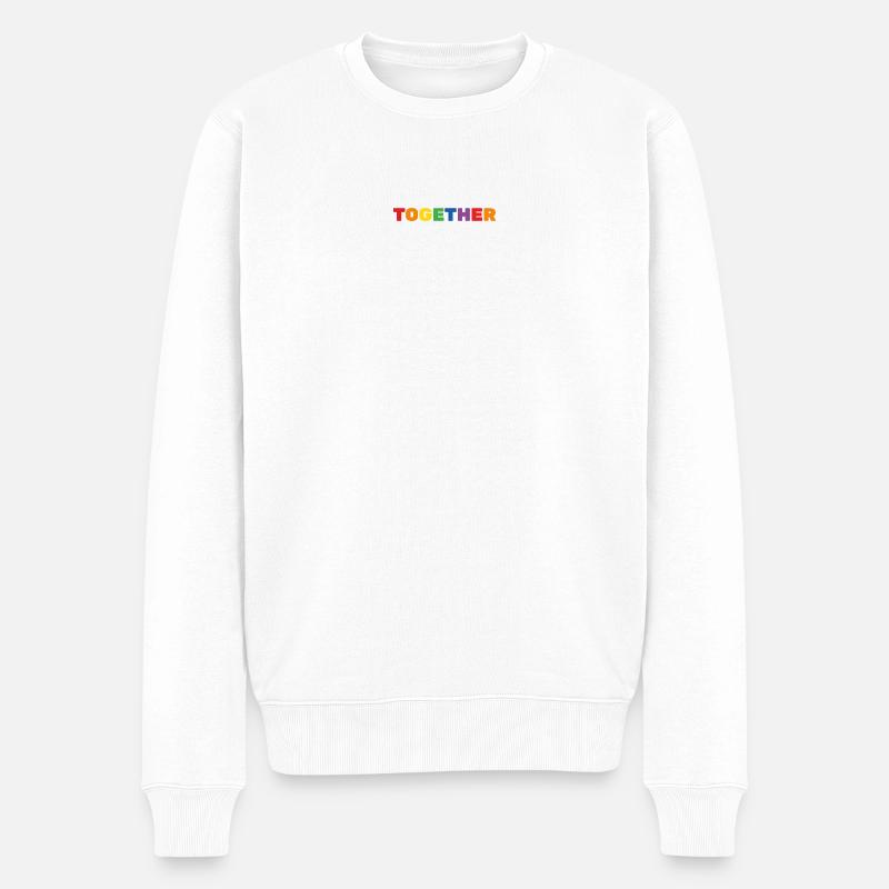 ENSEMBLE Lettrage arc-en-ciel LGBTQ+ - Pull Premium bio Homme - blanc