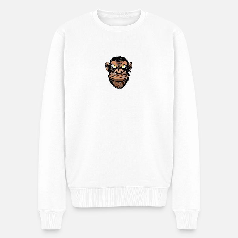 Schimpanse - Männer Premium Bio Pullover - Weiß
