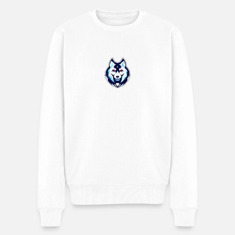 Wolf - Männer Premium Bio Pullover - Weiß