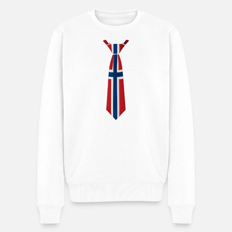 Norway Tie – Flaggendesign - Männer Premium Bio Pullover - Weiß