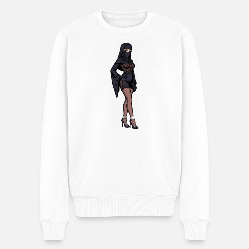 ShadowNinja mit Tattoo - Männer Premium Bio Pullover - Weiß