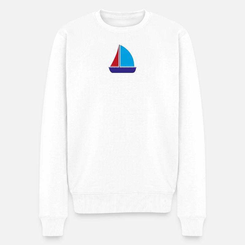 Segelboot - Männer Premium Bio Pullover - Weiß